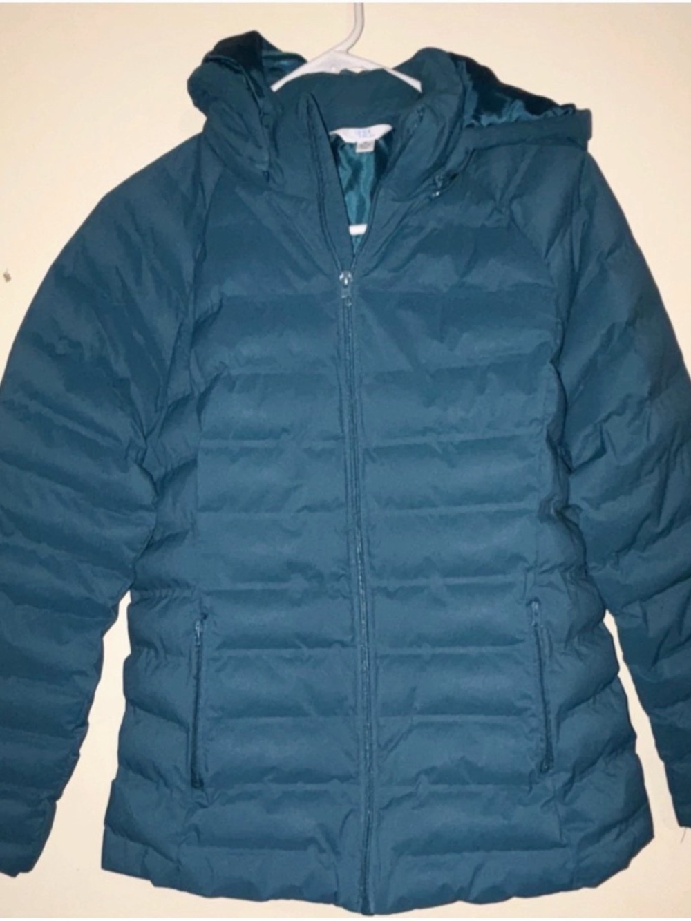 Time and Tru Teal Hooded Puffer Coat